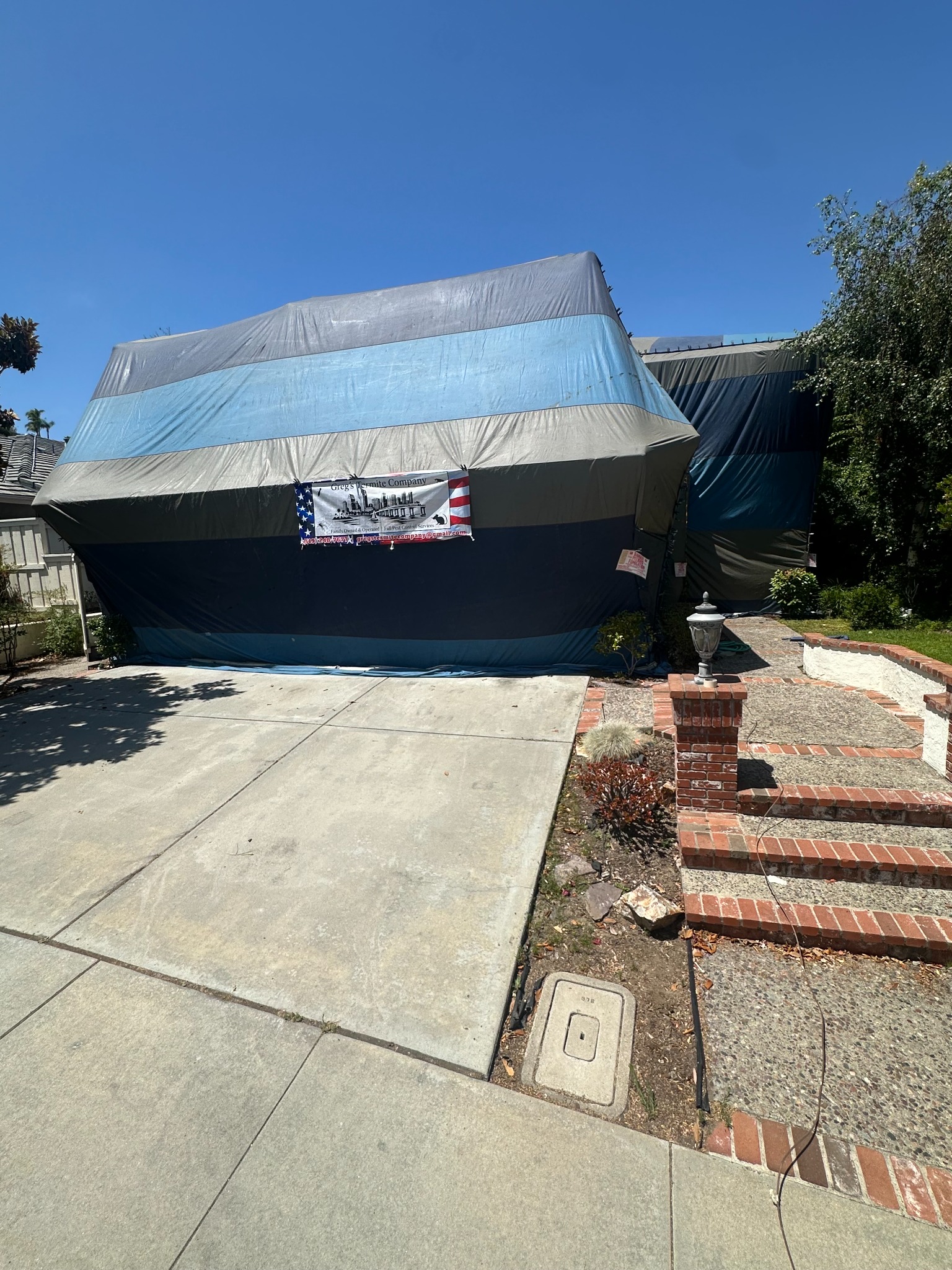 San Diego home prepared for termite treatment